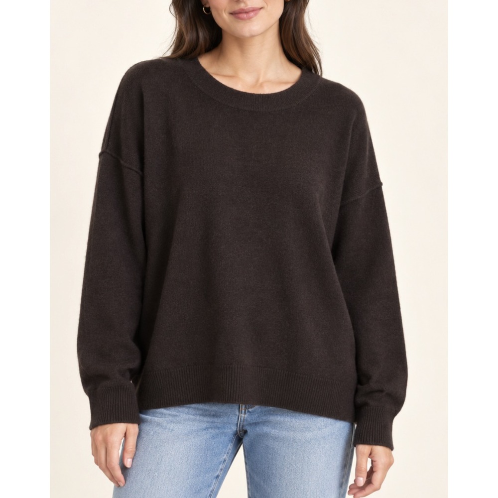 Eileen Fisher Womens Pullover Wool Sweater Sz Medium Brown Long Sleeve AI
